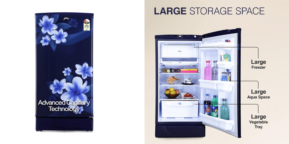 Godrej 180 L 2 Star Advanced Capillary Technology, With Jumbo Vegetable Tray Direct Cool Single Door
